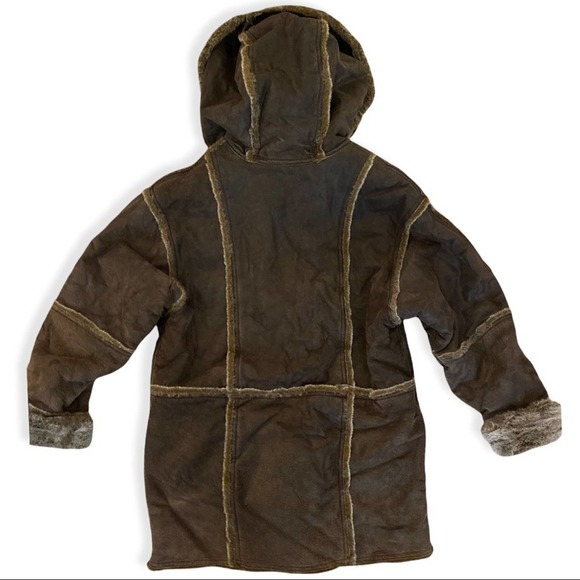 Vintage WINLIT Shearling Leather Coat, like new condition Hooded w/Faux Fur M - Picture 3 of 8